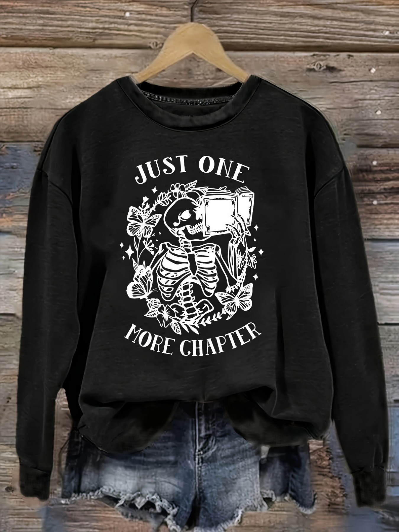 Winter Clothing Outfits - 여성 캐주얼 긴소매 크루넥 티셔츠, 'Just