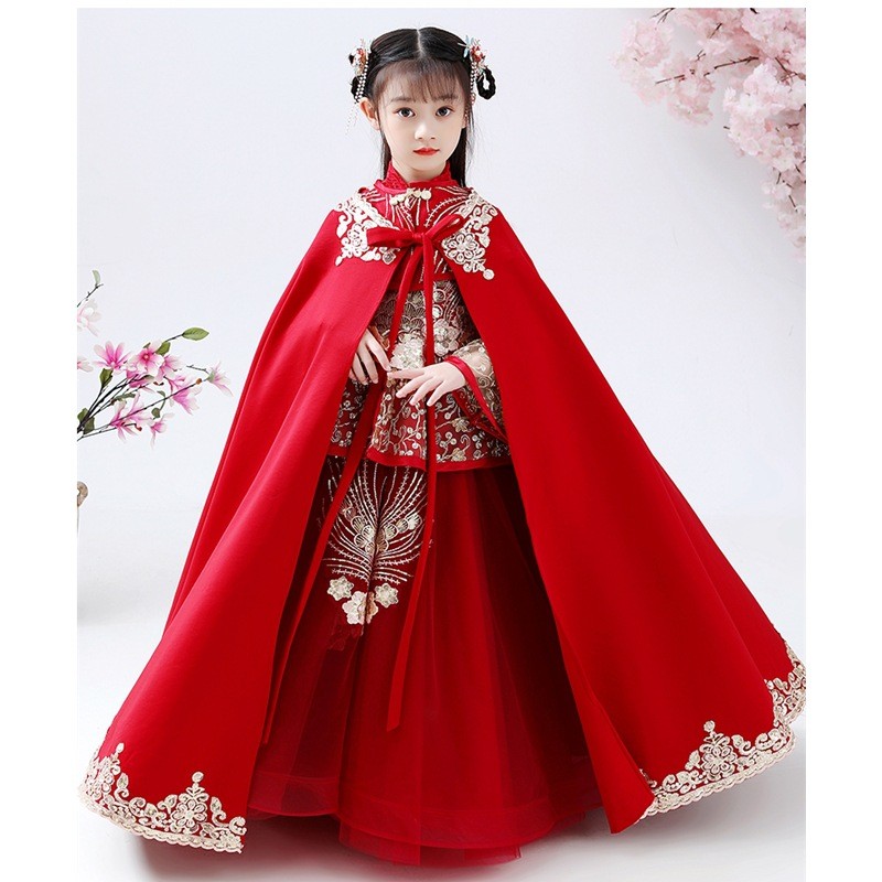 Winter Clothing Kids - 여자 Hanfu Cheongsam 의상 중국 새해