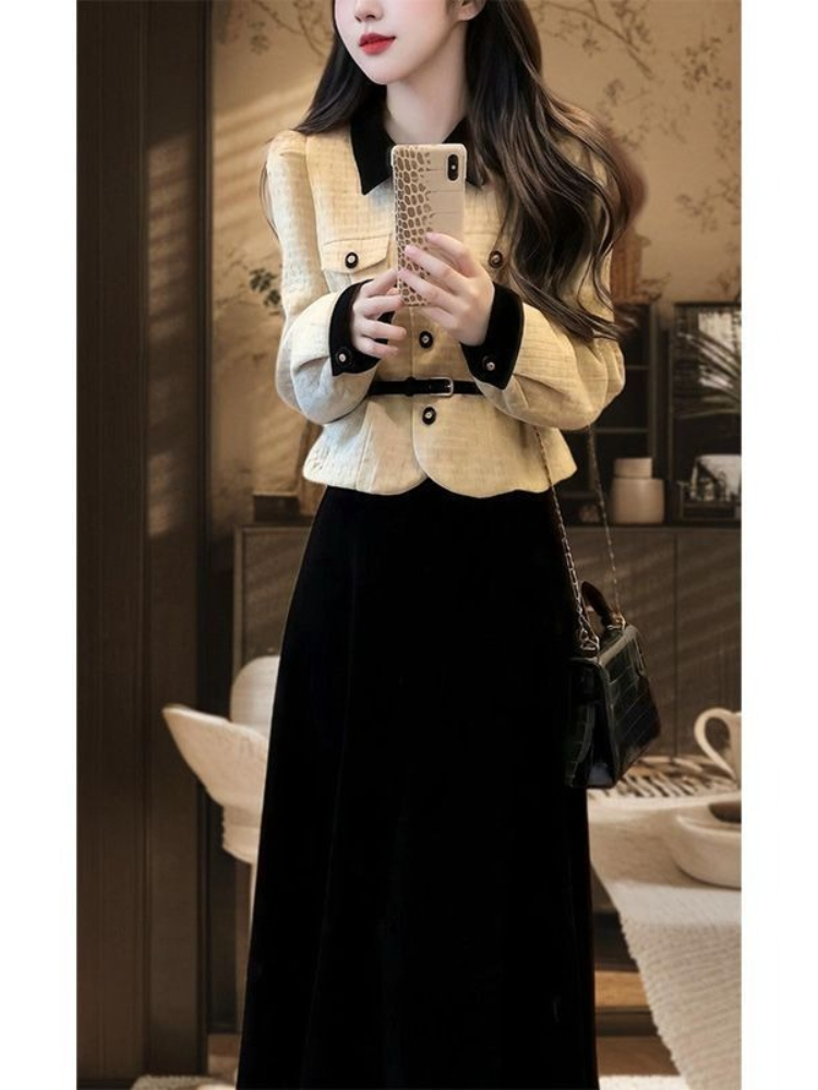 Winter Clothing Accessories - Xiaoxiangfeng 스타일 패셔너블한 사교계 여성 투피스
