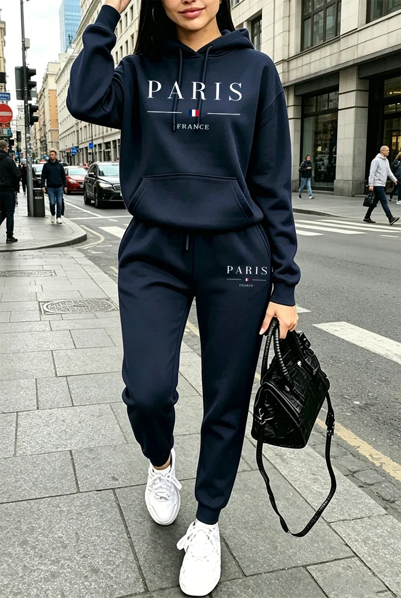 Winter Clothing Outfits - 어번 스트리트 후드 팬츠 스포츠웨어 여성용