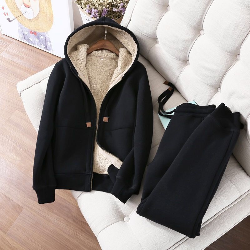 여성용 맨투맨 스웻팬츠 투피스 수트, 두꺼운 스포츠 캐 - Winter Clothing Sales 리뷰 및 가격