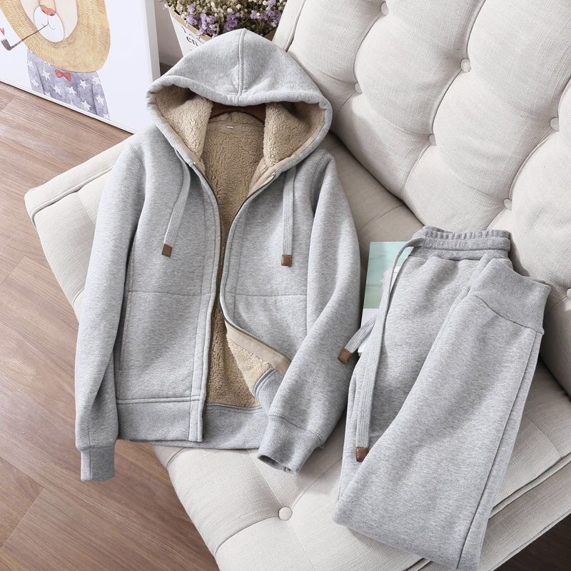 여성용 맨투맨 스웻팬츠 투피스 수트, 두꺼운 스포츠 캐 - Winter Clothing Sales 리뷰 및 가격