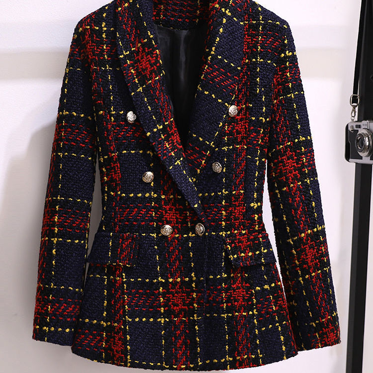 여성용 빈티지 트위드 한국 세트 블레이저 재킷 코트 및 - Winter Clothing Outfits 리뷰 및 가격
