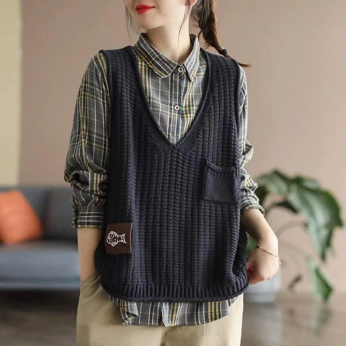 공개된 상품: 여성용 니트 조끼, 솔리드 크롭 웨이스트 - Winter Clothing Trends For Women 리뷰 및 가격
