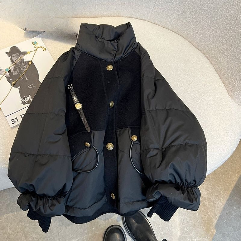 여성 의류 블랙 두꺼운 배색 블랙 골드 다운 코튼 옷  - Winter Clothing Looks 리뷰 및 가격