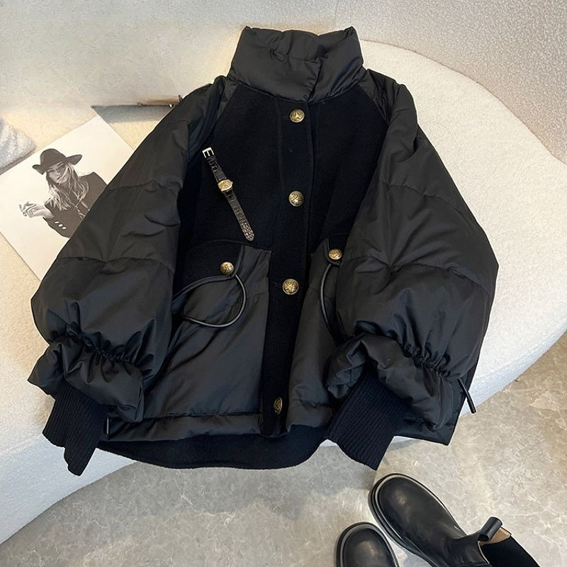 여성 의류 블랙 두꺼운 배색 블랙 골드 다운 코튼 옷  - Winter Clothing Looks 리뷰 및 가격