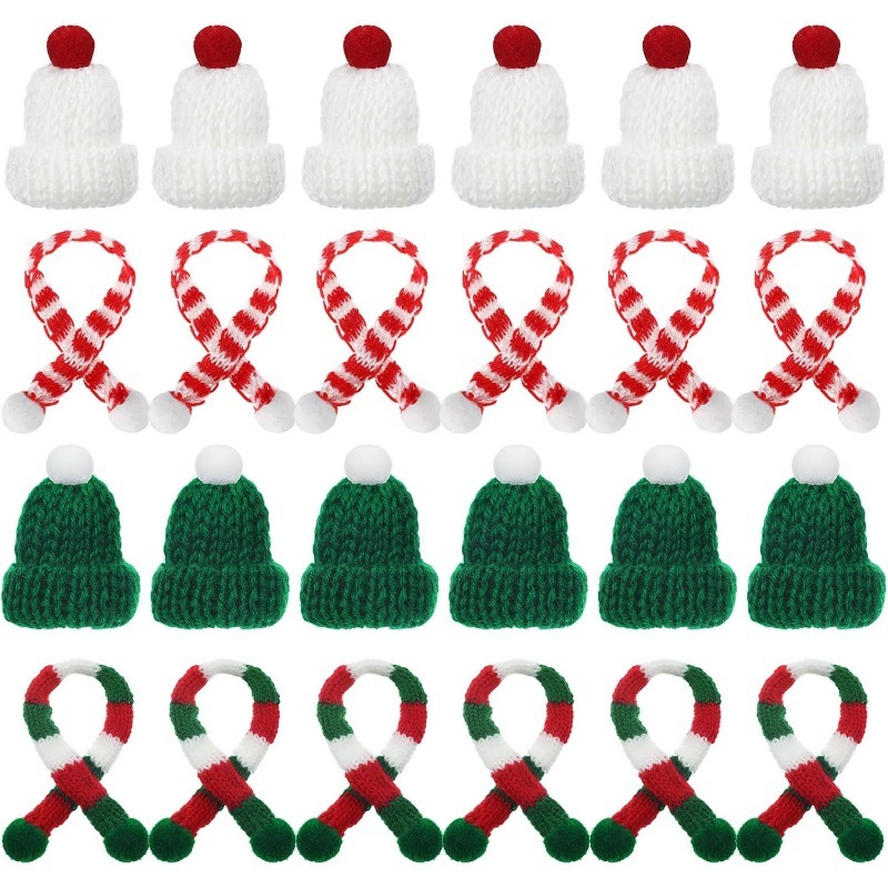 5/10Pcs 크리스마스 장식 미니 니트 모자 스카프  - Winter Clothing Accessories 리뷰 및 가격