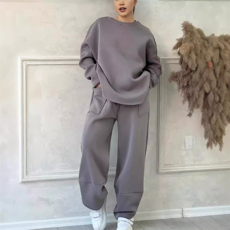 여성용 투피스 바지 세트 풀 슬리브 스웨트셔츠 O 넥  - Winter Clothing Girls 리뷰 및 가격