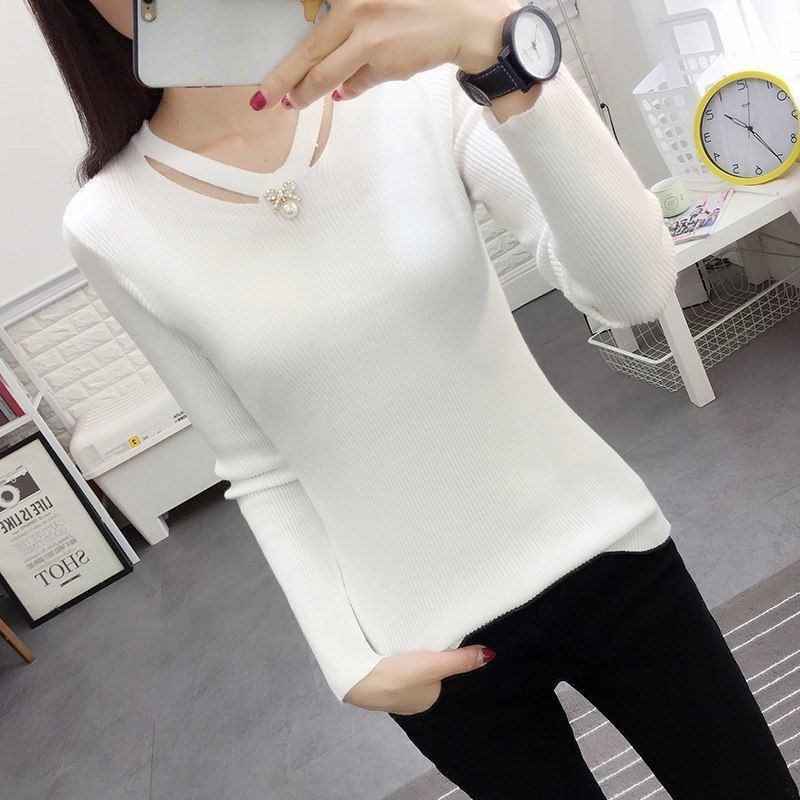 브이넥 니트 슬림 심플 우아한 스웨터 가을 겨울 긴팔  - Winter Clothing Trends For Women 리뷰 및 가격