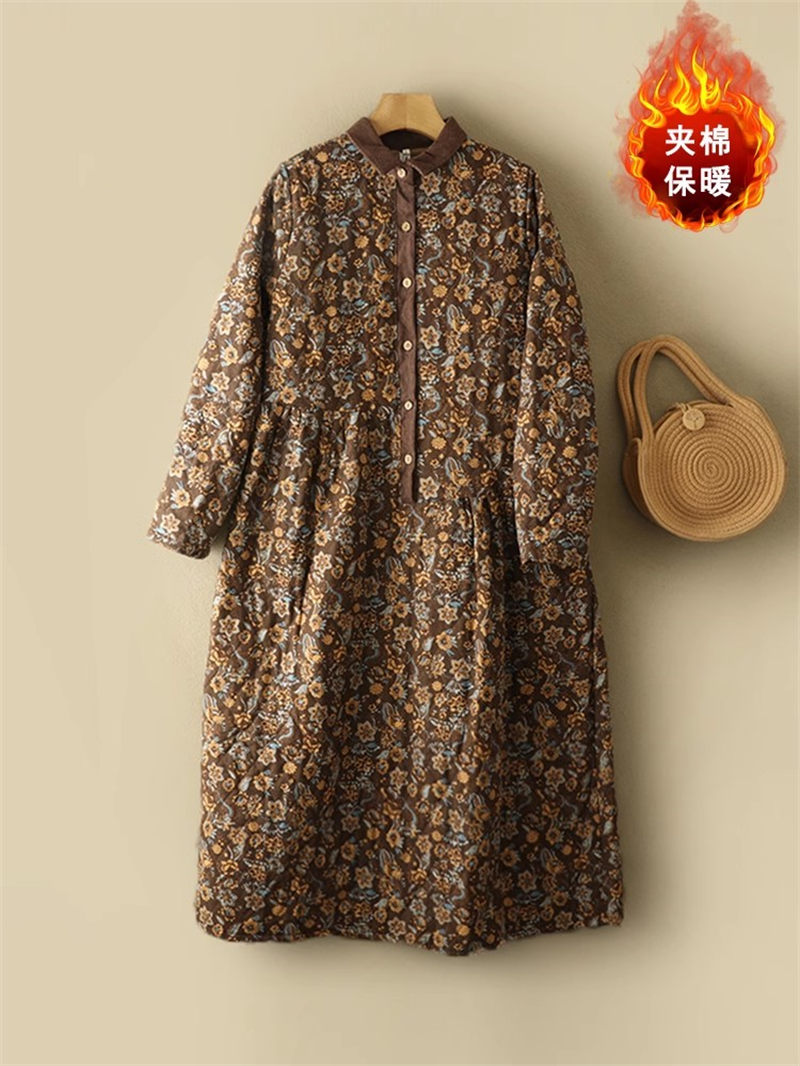 하이엔드 라벨 여성 레트로 로브, 두꺼운 코튼 및 린넨 - Winter Clothing Label 리뷰 및 가격