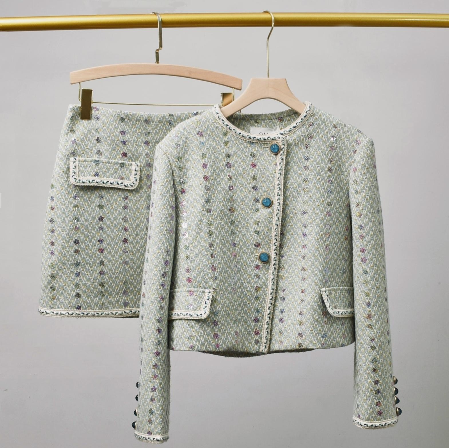 여성 우아한 트위드 럭셔리 정장 Jacke 코트 탑과  - Winter Clothing Outfits 리뷰 및 가격
