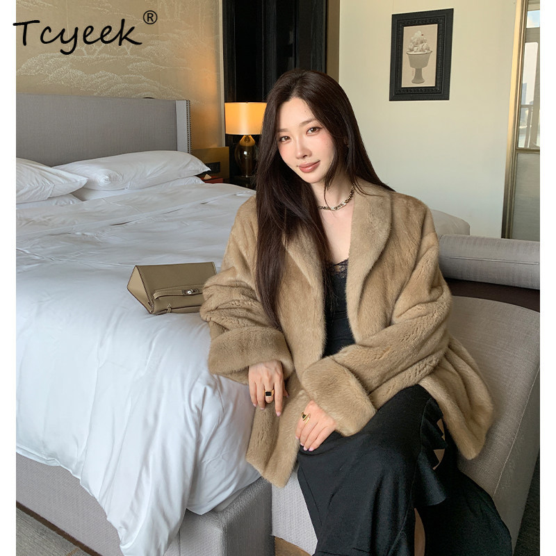 Tcyeek 천연 밍크 모피 코트 여성 의류 패션 겨울 - Winter Clothing Label 리뷰 및 가격