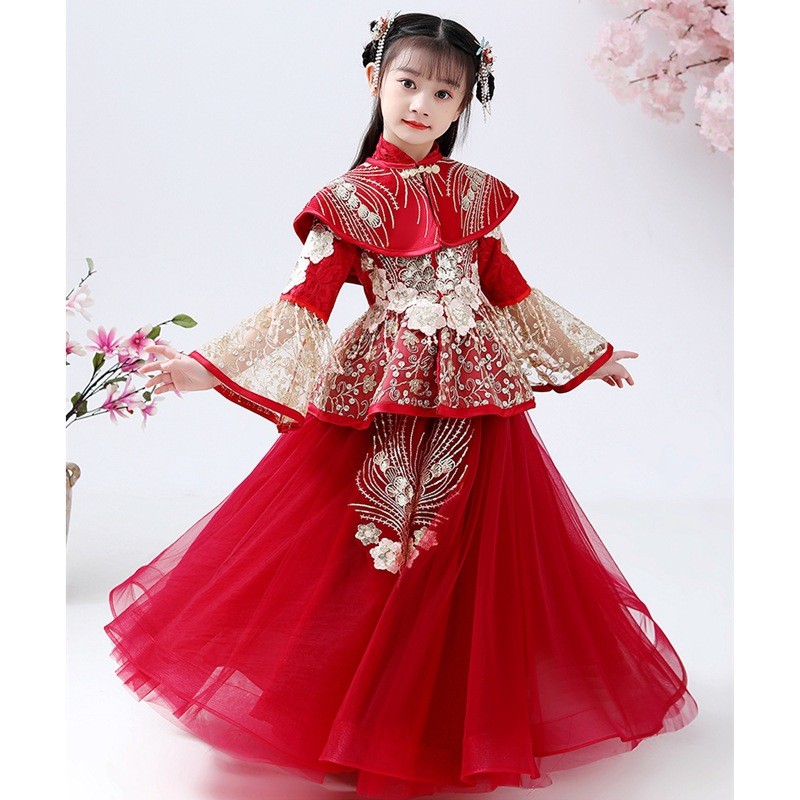 여자 Hanfu Cheongsam 의상 중국 새해 봄  - Winter Clothing Kids 리뷰 및 가격