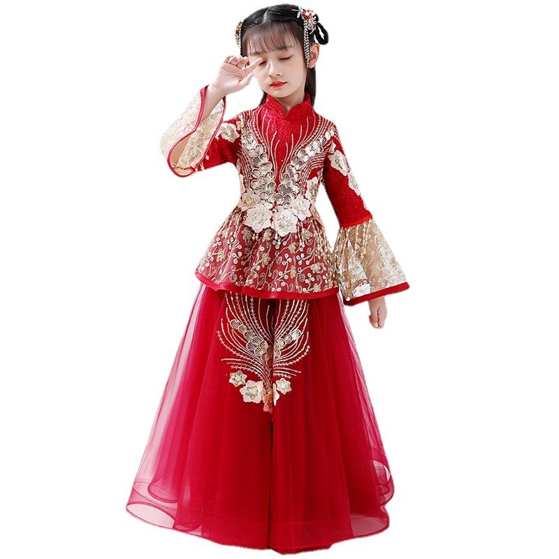 여자 Hanfu Cheongsam 의상 중국 새해 봄  - Winter Clothing Kids 리뷰 및 가격