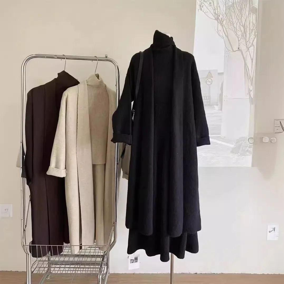 3 조각 세트 여성 긴 스웨터 조끼 2025 점퍼 드레 - Winter Clothing Sales 리뷰 및 가격