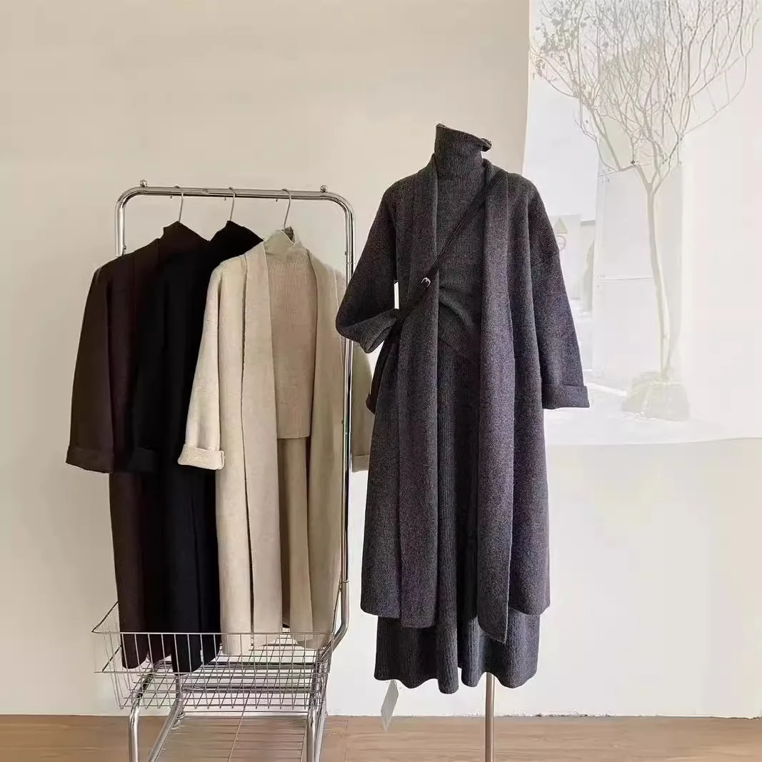 3 조각 세트 여성 긴 스웨터 조끼 2025 점퍼 드레 - Winter Clothing Sales 리뷰 및 가격