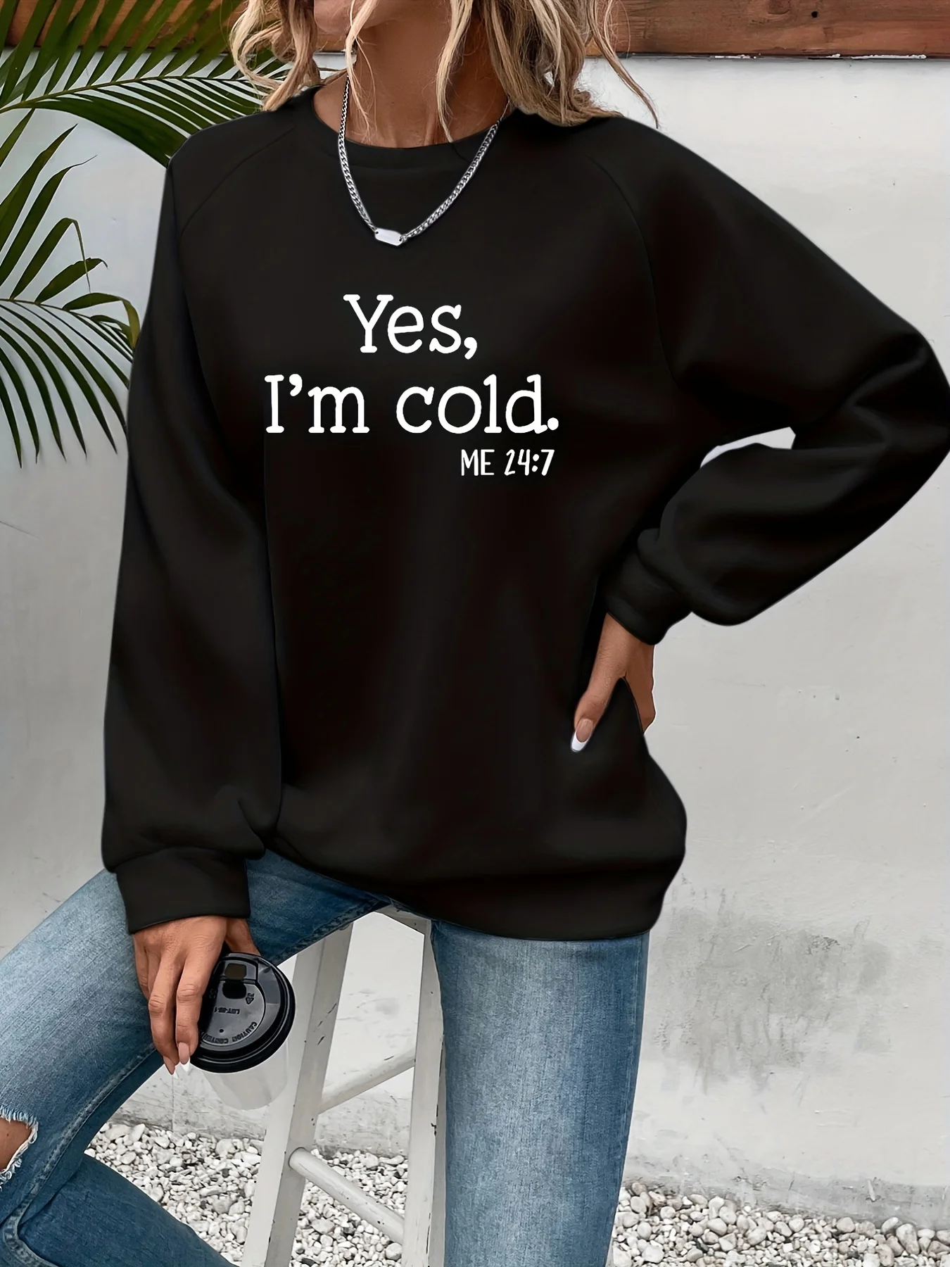 예 나는 차갑습니다. 여성용 긴 소매 크루 넥 따뜻한  - Winter Clothing Trends For Women 리뷰 및 가격