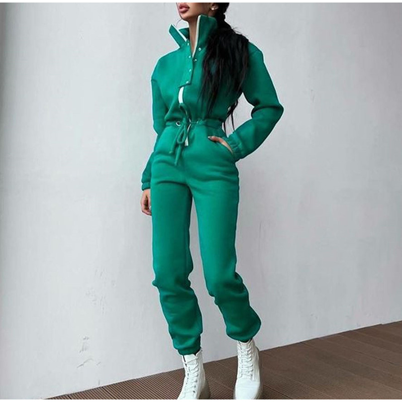 여성용 캐주얼 스탠드 칼라 점프수트, 지퍼 원피스, 긴 - Winter Clothing Sales 리뷰 및 가격