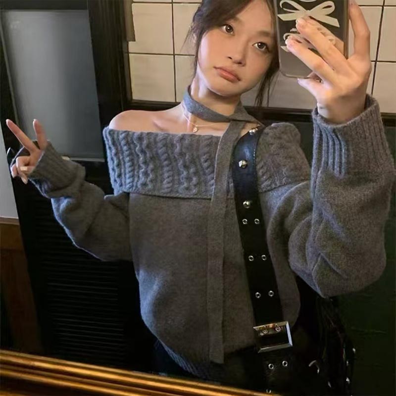 여성 의류 패션 슬래시 넥 긴팔 니트 풀오버 가을 겨울 - Winter Clothing Trends For Women 리뷰 및 가격