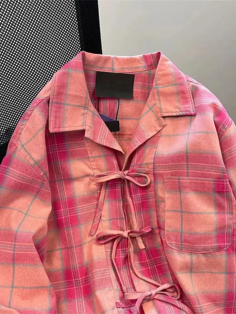 Y2K 아메리칸 빈티지 핑크 플래드 셔츠 여성 여름 패 - Winter Clothing Vintage 리뷰 및 가격