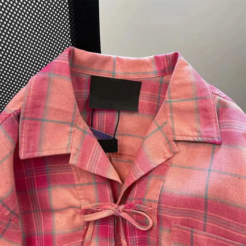 Y2K 아메리칸 빈티지 핑크 플래드 셔츠 여성 여름 패 - Winter Clothing Vintage 리뷰 및 가격